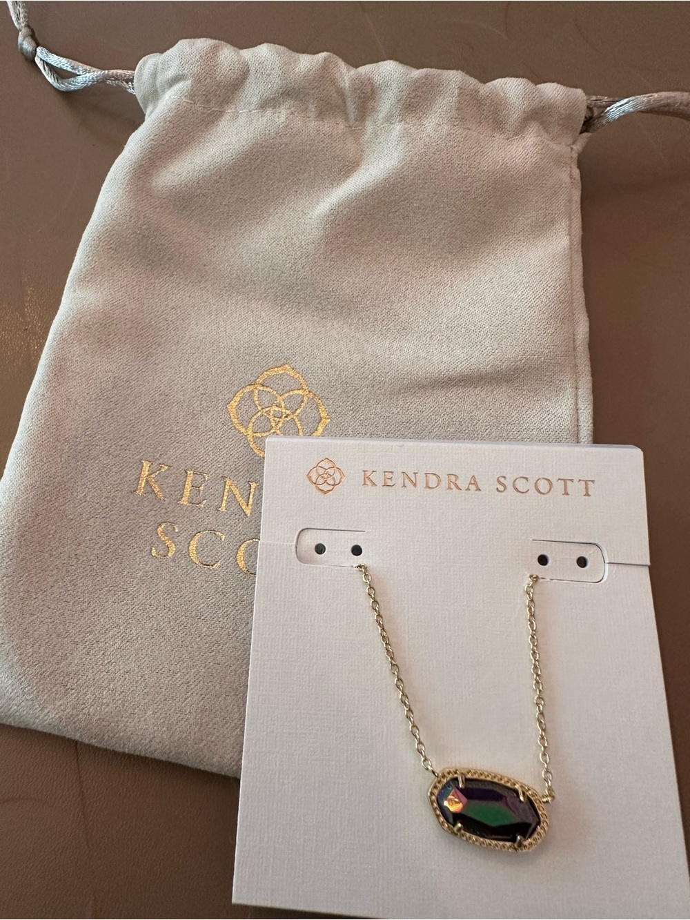 Kendra Scott Gold Tone Elisa Necklace Iridescent Blue NEW